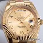 Rolex Day-date 8285 Movement 40mm Yellow Gold Face Roman Numerals Markers Yellow Gold President Strap Men Watch